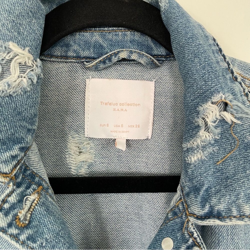 Zara Distressed Lace Up Denim Jacket - Picture 6 of 6